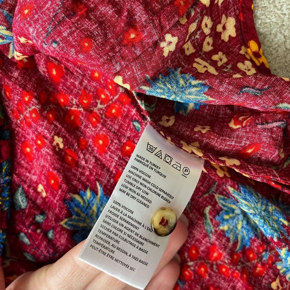 Anthropologie Maeve Printed Pintucked Blouse XXS - Picture 5 of 7